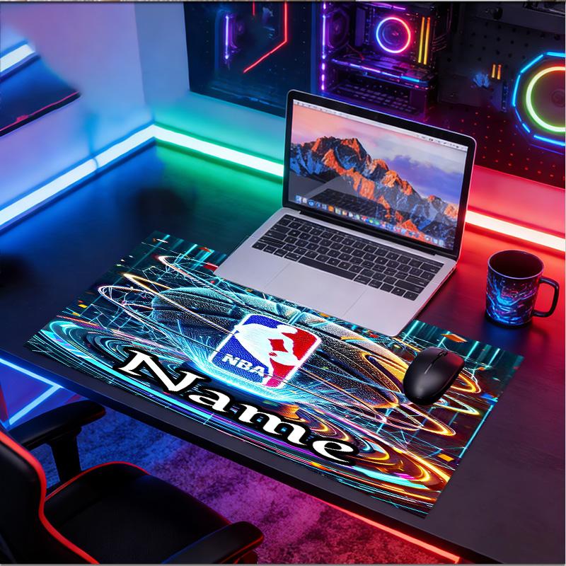 Custom Name Personalized NBA Pattern Mousepad, Laptop PC Desk Mat, Decorative Desk Mat for Home Keyboard Pad Gift