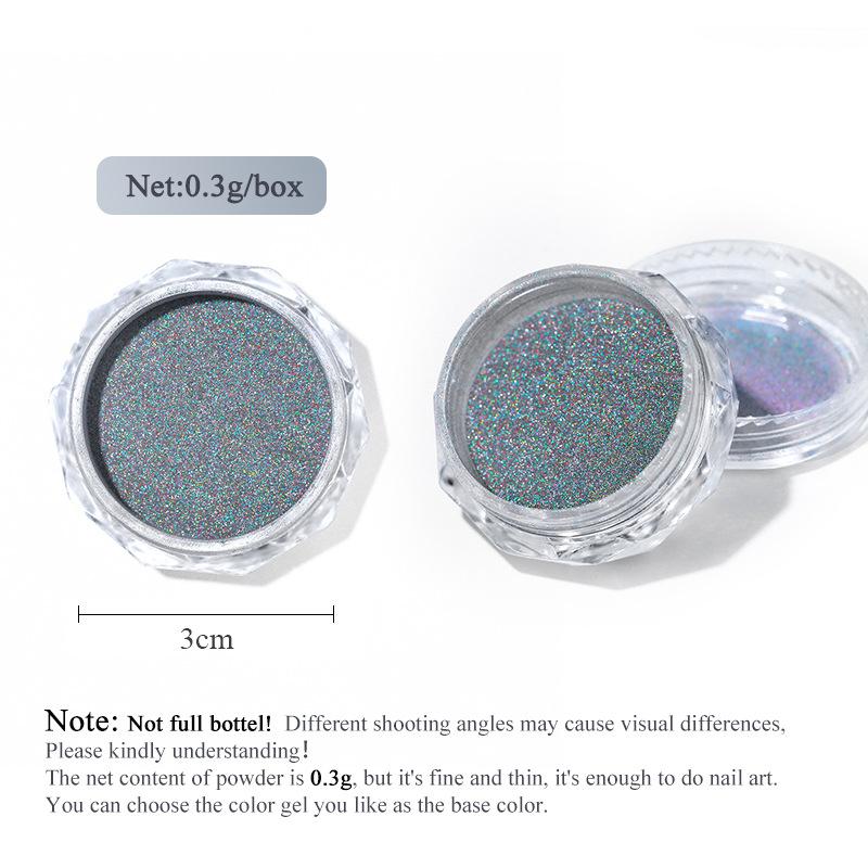 Nail Art Electroplating Laser Powder, Chameleon Colorful Rainbow Powder, Ultra-Fine Nail Laser Magic Mirror Glitter
