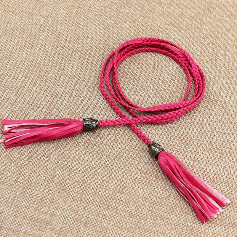 Ladies Bohemian Style Waist Belt Delicate Tassels Decors Braided Belt for Summer Dress Women Summer Seaside Waist Belt
