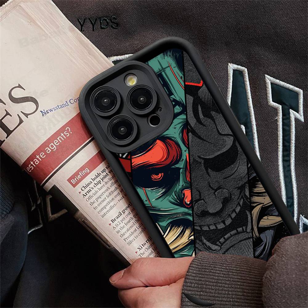 

Japan Ghost Face Samurai For IPhone 17 Pro Max 16 15 14 13 12 11 Plus Black Soft Phone Cover iPhone 16 plus