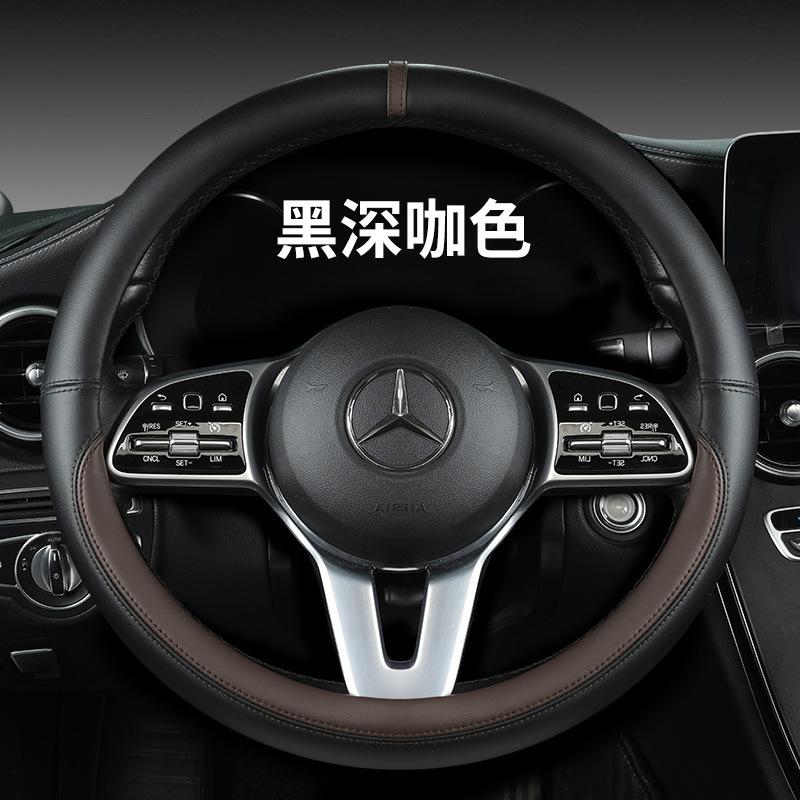 All-Nappa Leather Steering Wheel Cover Leather Steering Cover All-season Universal Breathable Car Handle Protective Case
