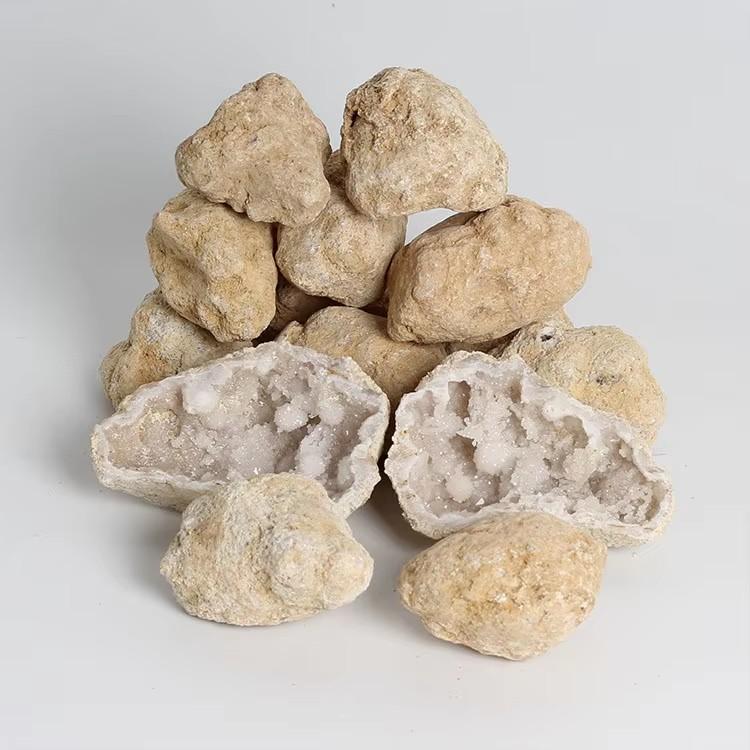 Natural Moroccan Quartz Geodes Raw Hollow Crystal Clusters Mineral Specimens for Healing, DIY Cracking, and Home Decor