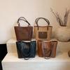 Retro texture work new fashion casual large capacity student shoulder underarm tote bag women