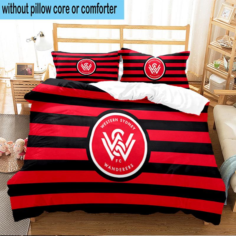 Western Sydney Wanderers Fc 3PCS Print Bedding Set, Includes A Duvet Cover and Two Pillowcases for Bedroom, Dormitory, Suitable for All Seasons