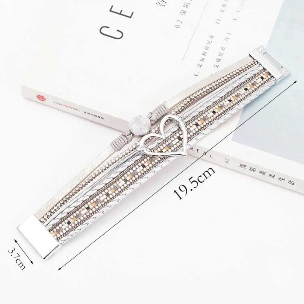 Magnetic Clasp Leather Bracelet Bangle Multi-layer Multi-Layer Bracelet  Festival Gift