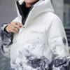 Piumini da Coppia Piumino d'Anatra Bianca Piumini Puffer Gradiente Moda Streetwear Antivento Caldo Parka con Cappuccio Cappotti Invernali Unisex