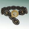 Comfortable Round Disk Waist Belt For Women PU Leather Strap With Ethnic Motifs Everyday Wear