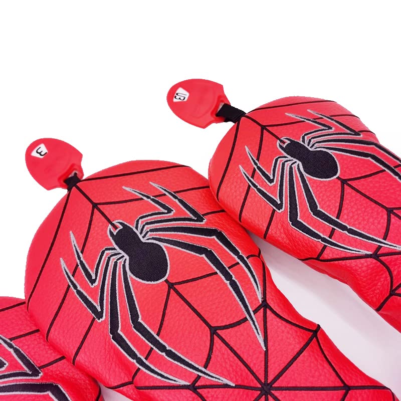 Sada Kryt golfové hlavy Kryt řidiče 1 kus Dřevěný kryt FW 2 kusy Kryt Utility UT 1 kus s konverzním štítkem Spiders 2022 NOVINKA 4dílný / (Červené