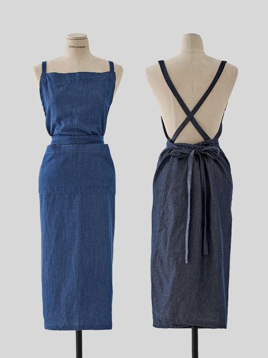 comma,c Tencel denim apron (2 colors) Navy