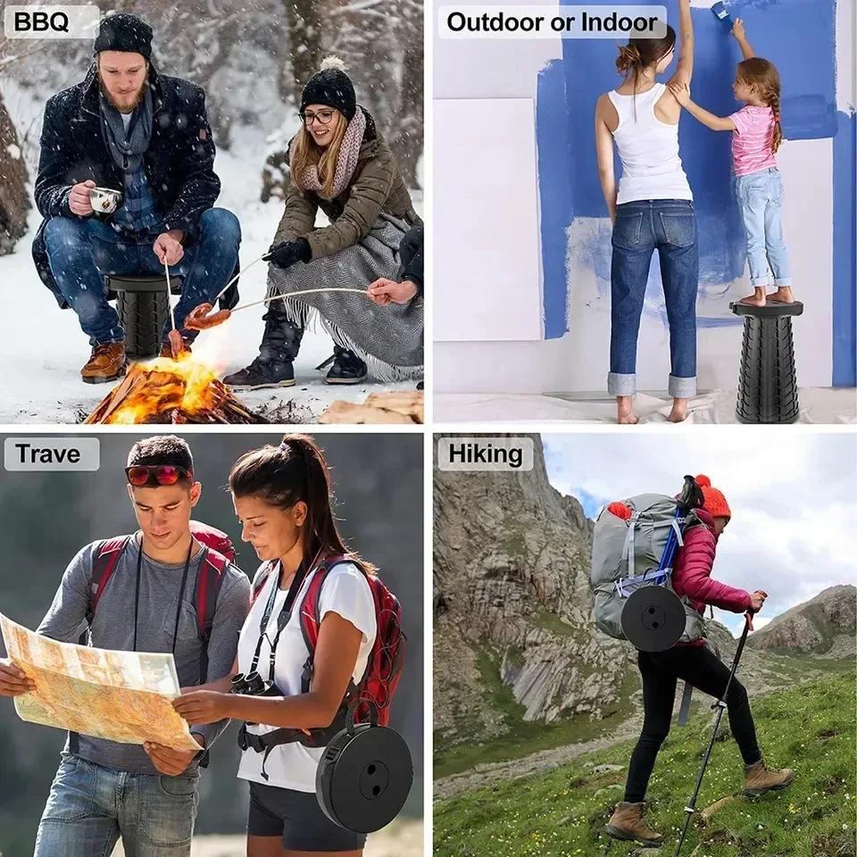 2025 Portable Folding Telescopic Stool Lightweight Plastic Subway Queuing Chair And Outdoor Camping Fishing With Carry Bag