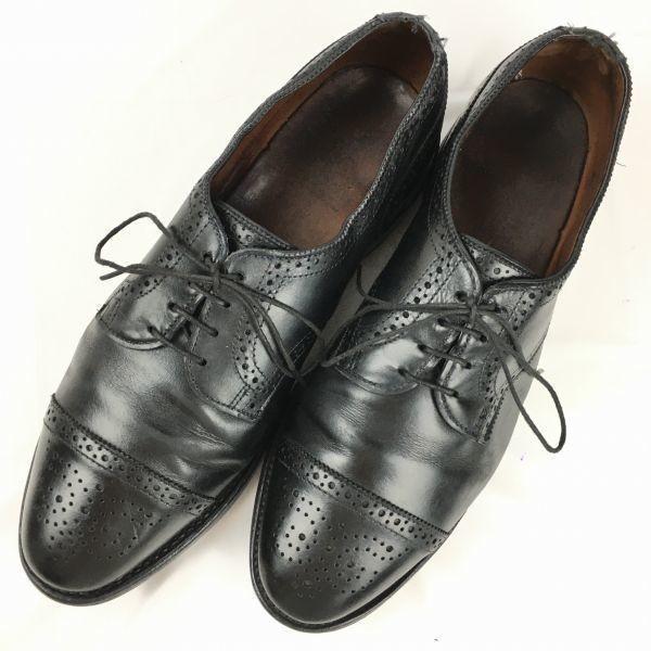 Allen Edmonds Vintage Sanford Cap Toe Businessschuhe Schwarz Größe 9.5E / 27.0-27.5cm Herren(GEBRAUCHT)