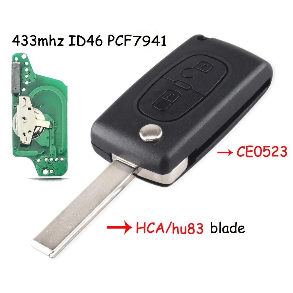 KEYYOU למ Peugeot 433Mhz ID46 ASK מפתח רכב שלט למפתח רכב Peugeot 207 307 407 208 308 408 607 Partner מפתח רכב 2 כפתורים CE0523 Ce0536