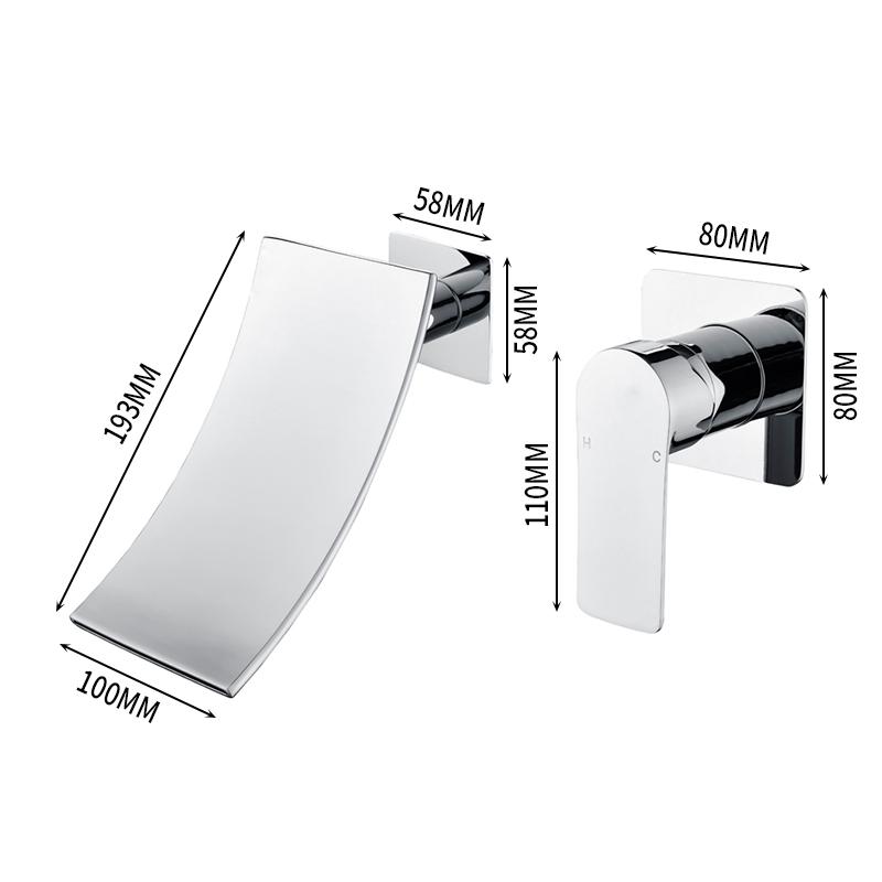 

Chrome Bathroom Waterfall Bathtub Faucet Brass Hidden Installation Basin Faucet Wall Mounted Single Handle Mixer Tub Tap