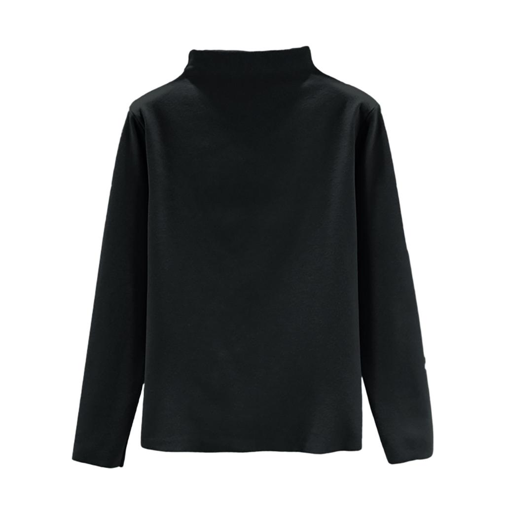 Women's Thick Fleece Base Shirt With Warm Inner Layer And Seamless Long Sleeved T-shirt Half High Neck Top