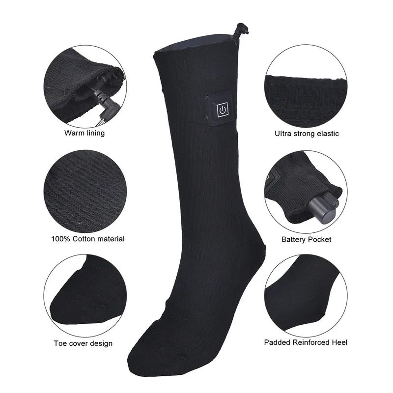 Winter Electric Heated Socks Men's Women's Thermal Heating Thermosocks Foot Warmer Socks Trekking Ski Cycling Outdoor Warm Socks