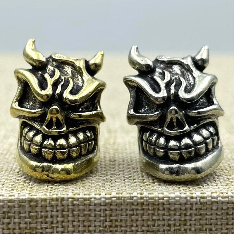 Brass Devil Skull Head Knife Beads Edc Outdoor Flashlight Woven Lanyard Charms Punk Diy Paracord Bracelets Pendants Accessories