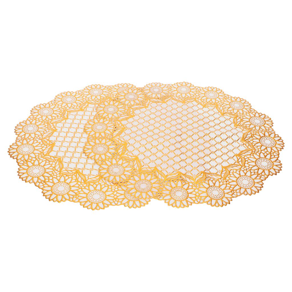 2PCS 38x38cm Table Mats PVC Gold Placemats Cup Mat Coaster for Wedding Party Supplies