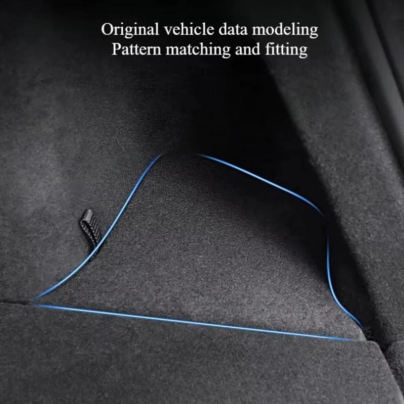 For Tesla Model Y Juniper 2025 Rear Trunk Side Storage Box Cargo Organizer TPE Bin Box Flocking Mat Partition Board Accessories