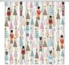Funny Nutcracker Cartoon Christmas Shower Curtain with Colorful Tree Stars Pattern,  Holiday Bathroom Decor for Winter Festival
