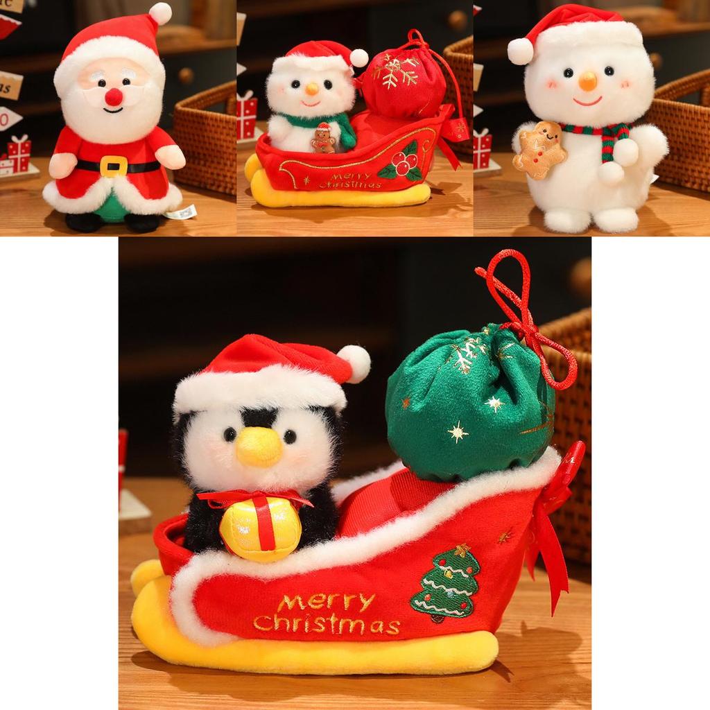 Christmas Santa Claus Snowman Penguin Sled Plush Doll Pendant Children Toy For Festive Decor