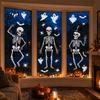 Rent-friendly Glass Decal 3Pcs Halloween Skeleton Stickers, Waterproof PVC Window Clings, Static Decals, Stress-free Removable Stickers for