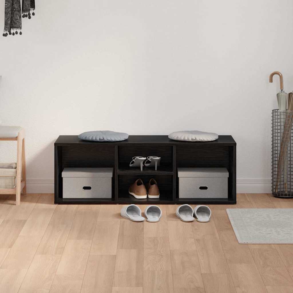 Shoe Bench Black Oak Effect 102 x 35 x 35 cm Engineered Wood