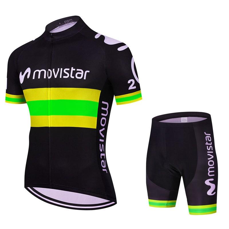 Herren Fahrradtrikot Trägerhosen Set 2026 Movistar Team Atmungsaktives Fahrset Rennrad