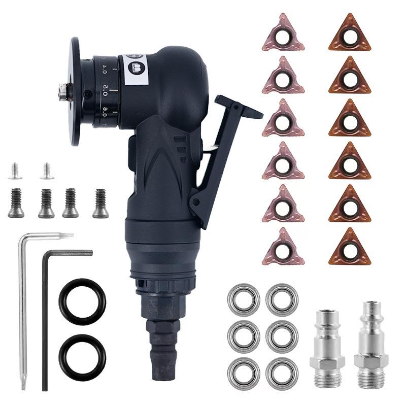 Handheld Pneumatic Deburring & Chamfering Machine for 45° & R Angles in Metal & Wood.