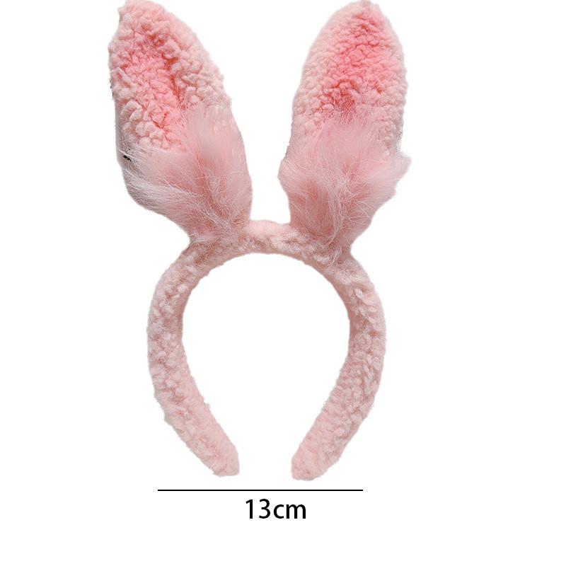 Милая ободок-заколка с ушками кролика для детей Ручная работа Головной убор Сладкий мультяшный элемент розовый