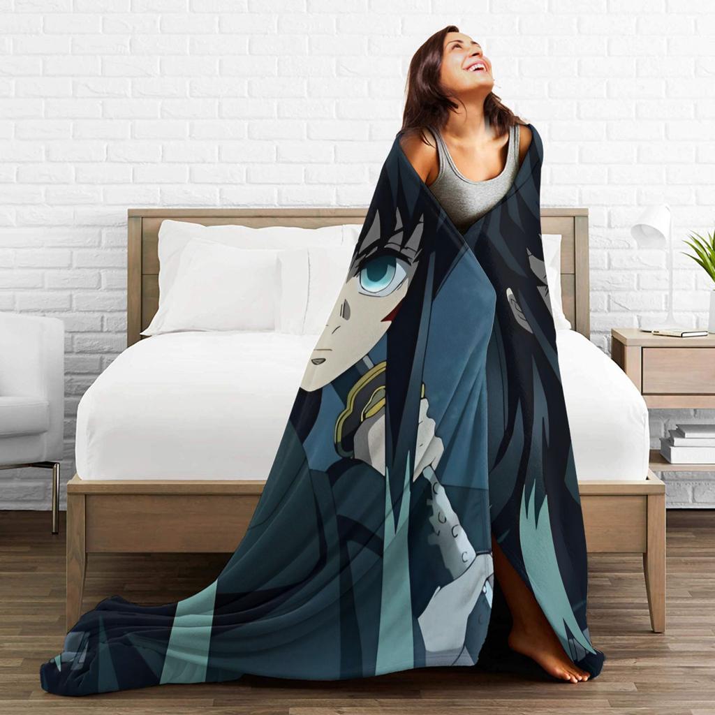 Mist Hashira Muichiro Tokito Fleece Throw Blankets Anime Blanket for Bed Outdoor Super Soft Bed Rug,