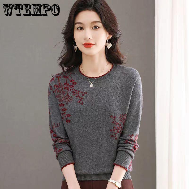 Jacquard Sweater Round-neck Pullover for Women Autumn and Winter Paired with Loose Warm and Thick Knitted Top