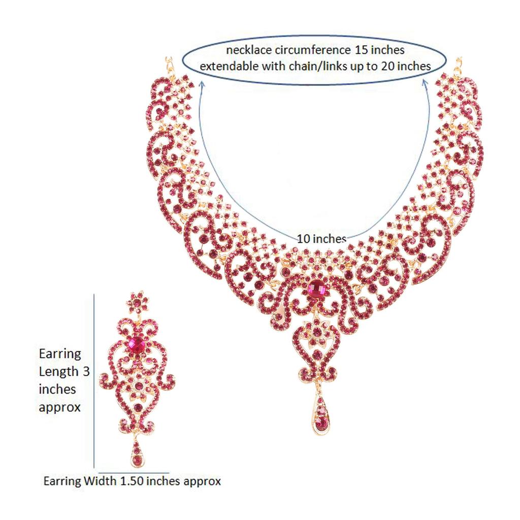 Touchstone Indian Bollywood Royal Look Stunning Designer Jewelry Necklace Set for Women Pink