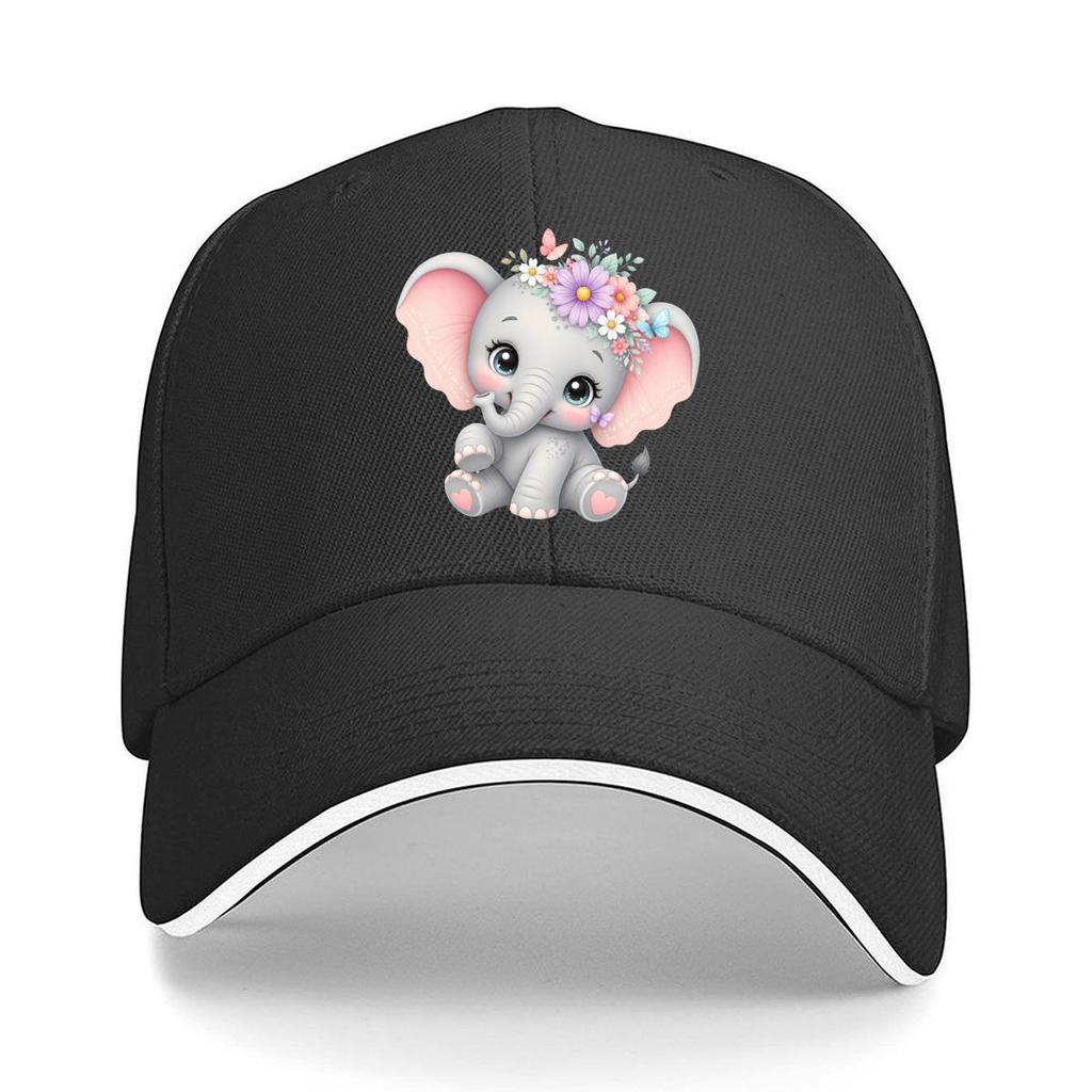 Pastel Baby Elephant Garden Charm Sandwich Baseball Cap Sun Cap Outdoor Workouts Hat