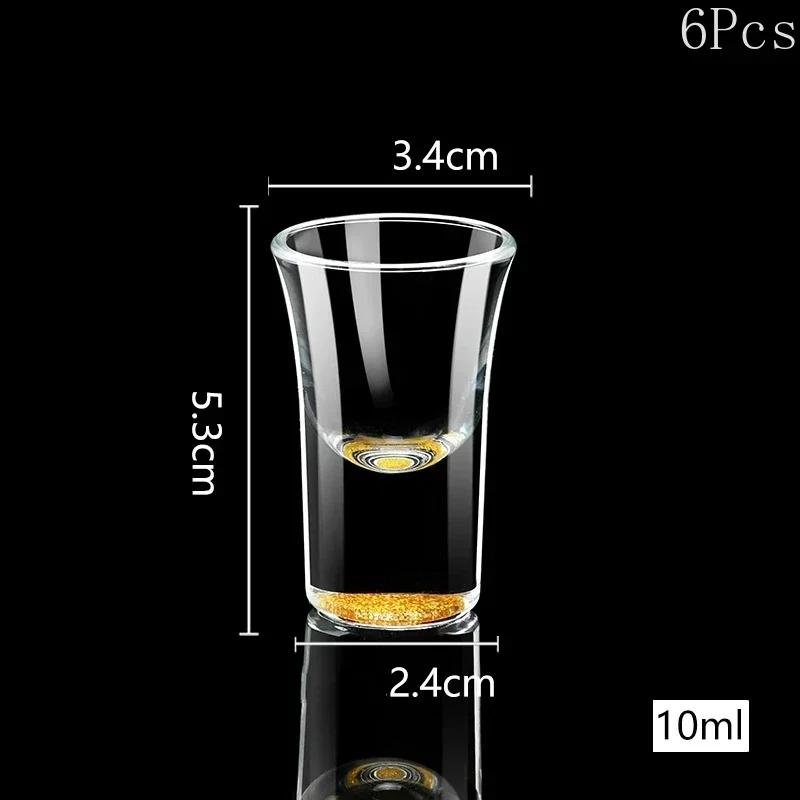 6Pcs Crystal Vodka Shot Glass 0.5oz Mini Size Gold Leaf Wine Glasses Spirits Japanese Sake Korean Soju Brandy Shot Cup