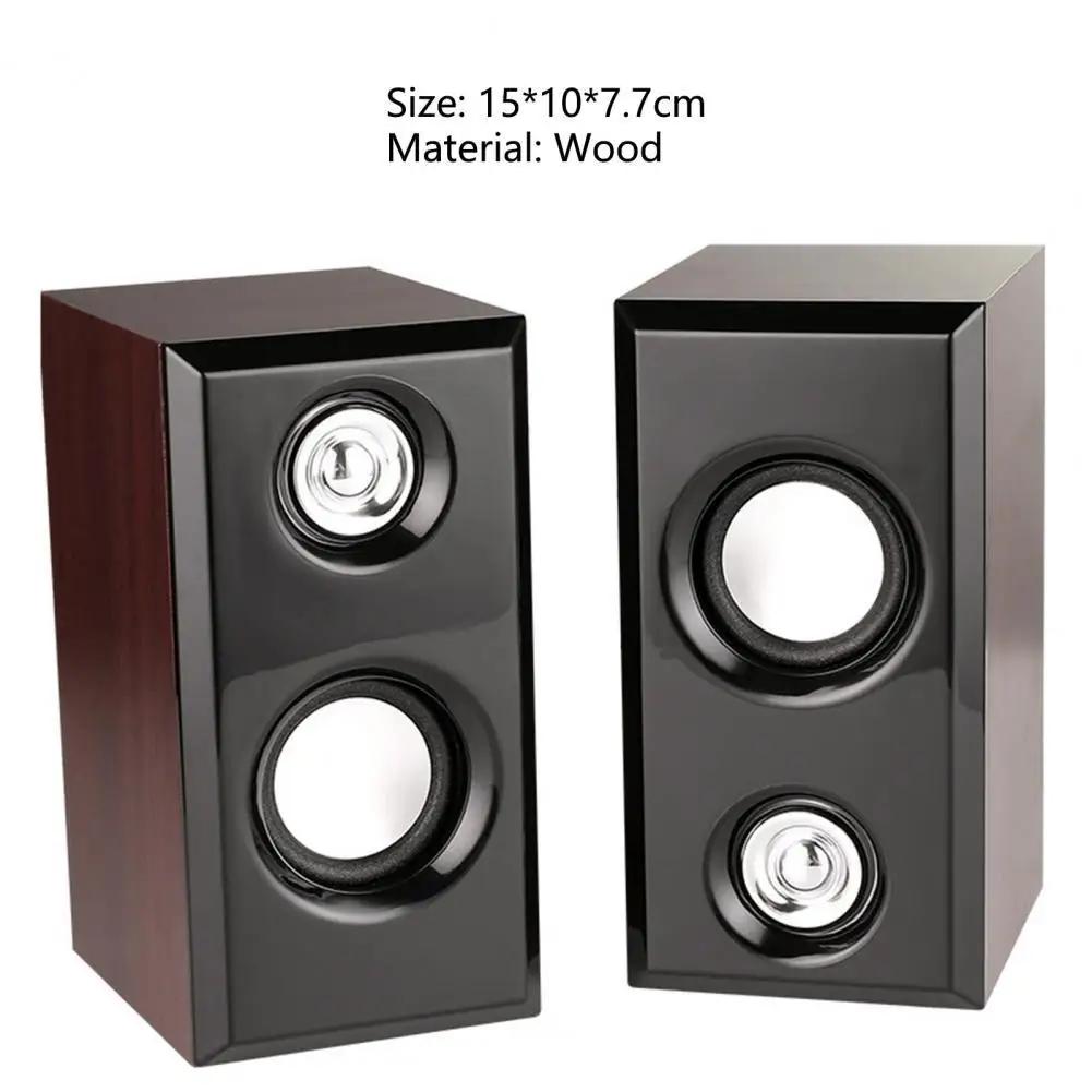 Computer Speakers USB Wired Wood Speakers Bass Stereo Subwoofer Sound Box 3.5mm AUX Input USB Power For Desktop PC Smart Phone