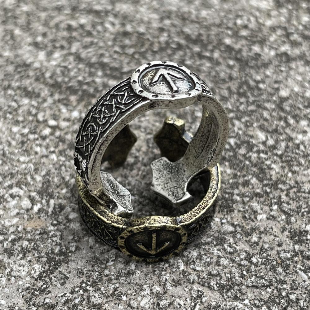 Viking Rune Ring Adjustable Norse Jewelry for Women Men Vintage Runic Amulet Stylish Unisex Design