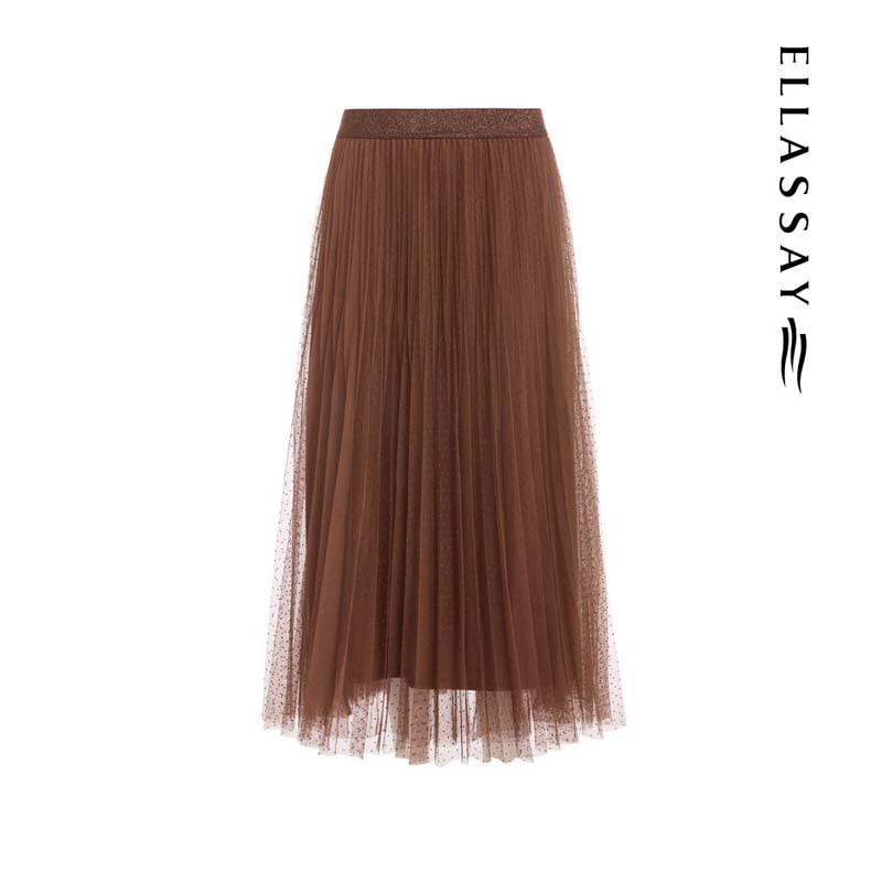 ELLASSAY Elegant Pleated A-line Midi Skirt