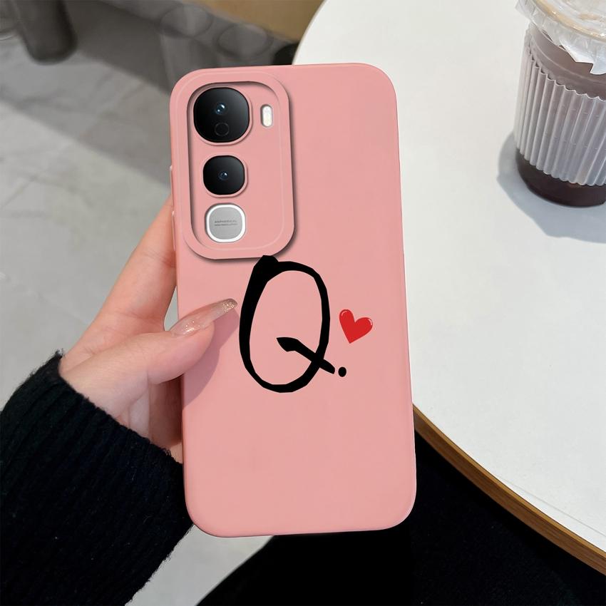 For Vivo Y400 Pro Y100 Y200e Y02 Y03 Y04 Y28 Y29 Y29S Cute Art Letter Phone Case Lens Protection Liquid Silicone Shockproof Soft Covers For Vivo Shell