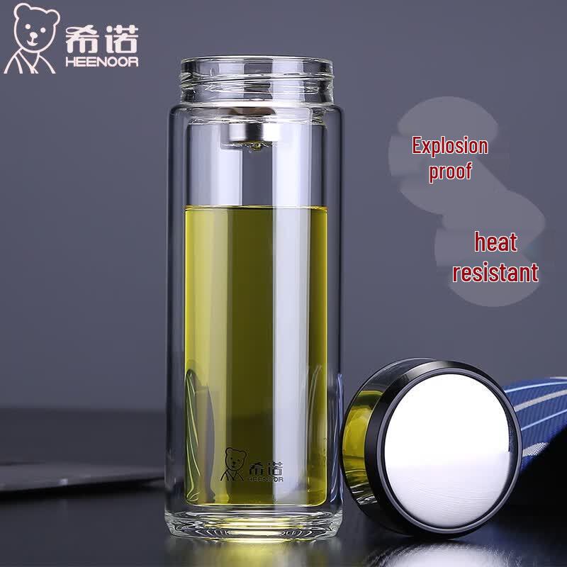 HEENOOR 360ML Double Wall Glass Tea Infuser Bottle