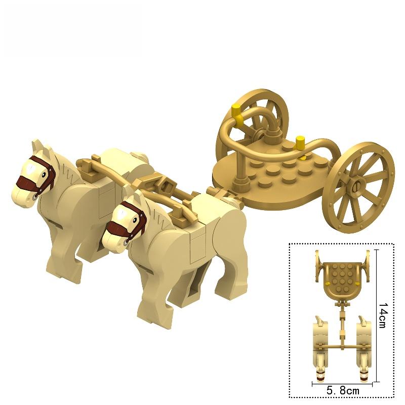 

Medieval Egypt Wooden Horse Carriage Building Blocks Kit - 2 Horses Suitable for children s building block toys