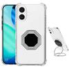 Protective Case - BOOLING - iPhone 17 - Transparent Silicone - Shockproof - Metal Stand