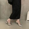 Premium niche pointed high heels silver sandals women's shoes summer bag head cool slippers with skirt single shoes