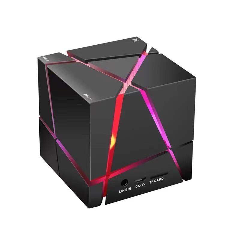 Qone Magic Cube Bluetooth Mini Speaker with Colorful Lights - Wireless Subwoofer Capable of Playing Cards, Perfect Gift.