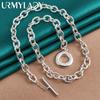 URMYLADY 925 Sterling Silver Round OT Chain 18 Inch Charm Necklace For Women Fashion Jewelry