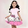 Sanrio Summer Dress Fashion Cartoon Cute Cinnamoroll Hello Kitty 3D Printing Dress Kid Short Sleeve Princess Clothing Kuromi