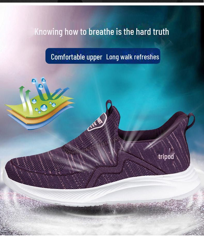 Bequeme Slipper-Freizeitschuhe zum Gehen für ältere Menschen - Atmungsaktiv, Weich, Rutschfeste Sohlen