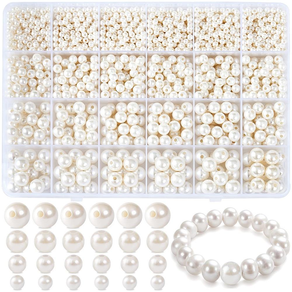 1890pcs 4/6/8/10/12mm Size DIY Bracelet Beads with Gold Beads Crafting Beads  for Necklaces