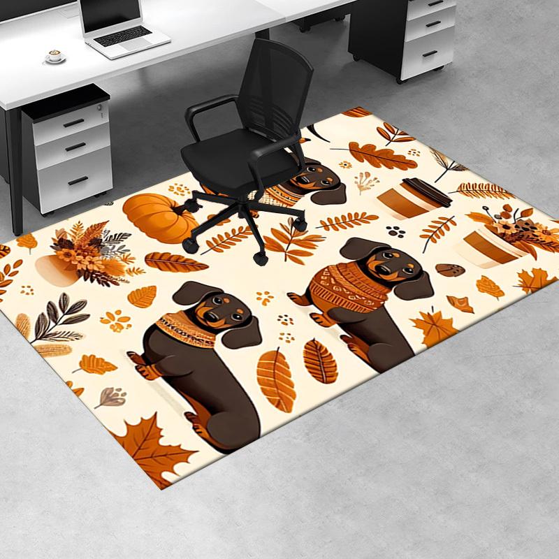 Autumn Dachshund Chair Mat Office Carpet, Large Rug for Home Decor, Sofa Mat, Desk Pad Gift, Suitable for Bedroom, Living Room, Various Rooms