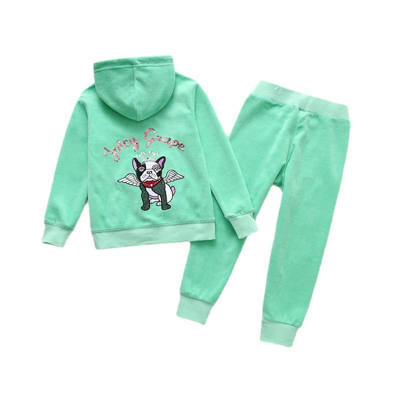 Europäischer & Amerikanischer Samt-Hoodie & Hose mit geradem Bein für Mädchen - Zweiteilige Freizeit-Sportbekleidung