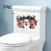 Creative Indoor Outdoor Ornaments Christmas Santa Claus And Elk Toilet Stickers, 3D Wall Breaking Decals, Easy Peel Stick Decals Waterproof